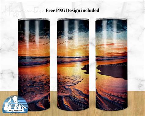 Beach Sublimation Tumbler Beach Sunset Beach 20oz Skinny Design 20oz