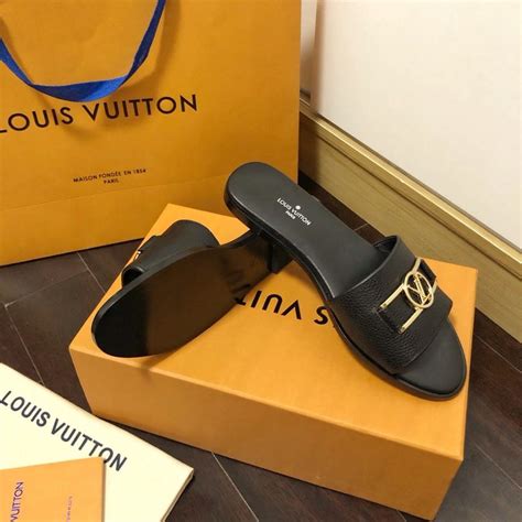 Louis Vuitton Lock It Flat Mule Black For Women LV 1A64YT Peesty