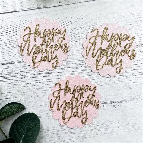 Happy Mothers Day Cupcake Toppers Scallop Disc Cake Topper Etsy