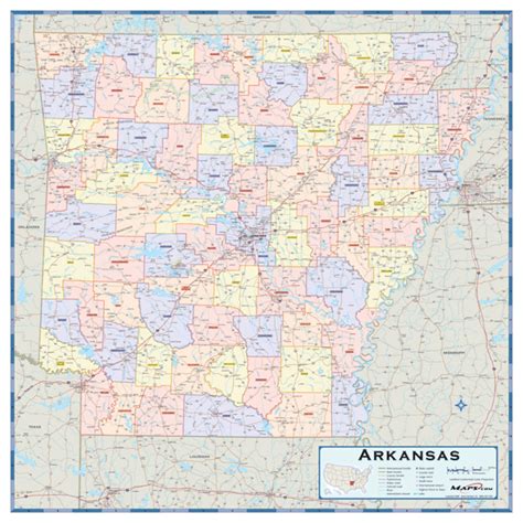 Arkansas Counties Wall Map by Maps.com - MapSales