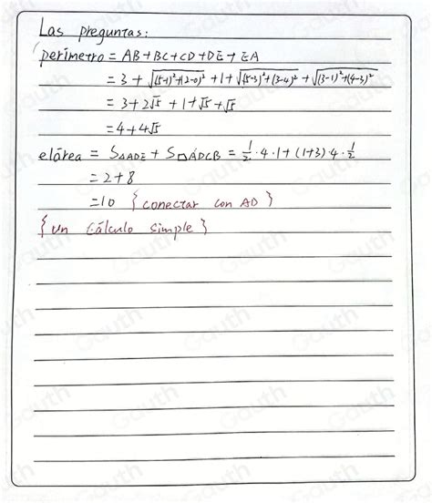 Solved Hallar El Per Metro Y El Rea Del Pol Gono Cuyas Coordenadas