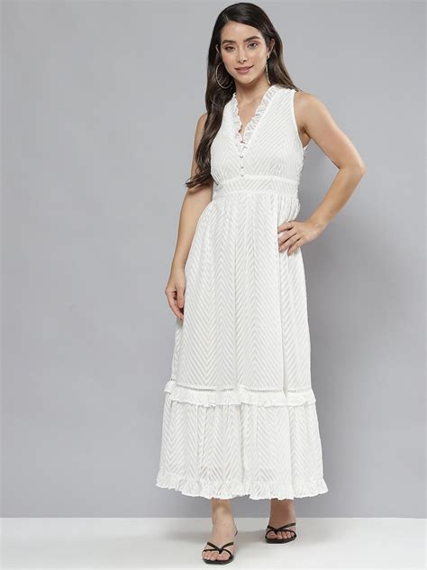 Buy Femella White Tiered Maxi Dress Dresses For Women 19636538 Myntra