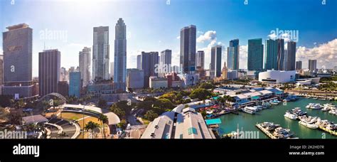 Miami Downtown Skyline Panoramic Aerial View Stock Photo Alamy