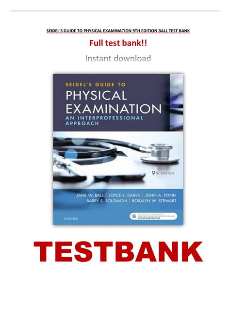 Test Bank For Seidels Guide To Physical Examination Th Edition