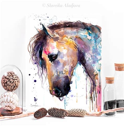 Beautiful Horse watercolor painting print by Slaveika | Etsy