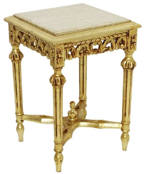 Casa Padrino Baroque Side Table Gold Cream Magnificent Solid Wood