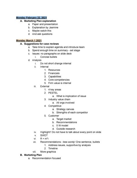 MAR 4480 Exam 2 Lecture Notes From Second Half Marketing Strategy