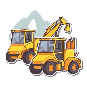 Cartoon Construction Truck Clipart Vector, Sticker Design With Cartoon ...