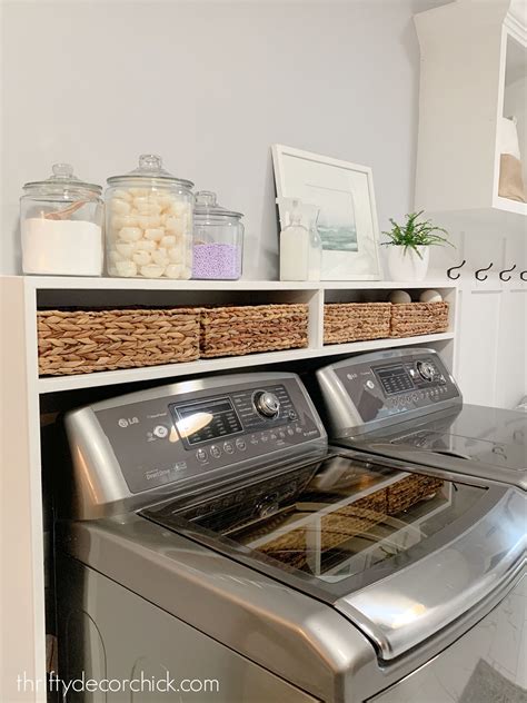 Easy Diy Laundry Shelf Over Washer And Dryer Thrifty Decor Chick