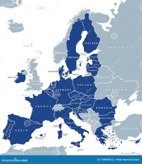 Mapa Dos Estados Membros Da Uni O Europeia Ap S A Rotulagem Inglesa