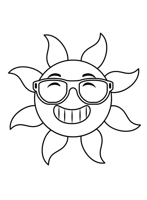 Sun with Sunglasses Coloring Page - Free Printable Coloring Pages