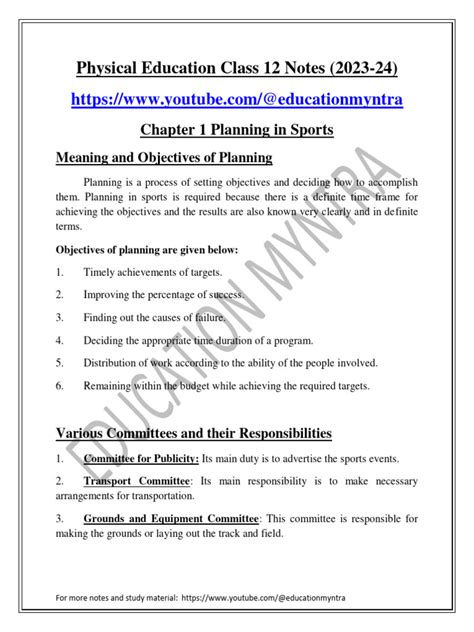 Physical Education Class 12 Chapter 1 Notes Pdf