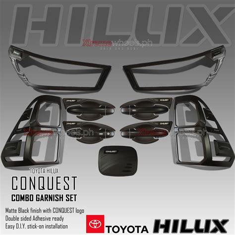 Toyota Hilux 2021 to 2023 Thailand Combo Matte Black with Conquest Logo ...