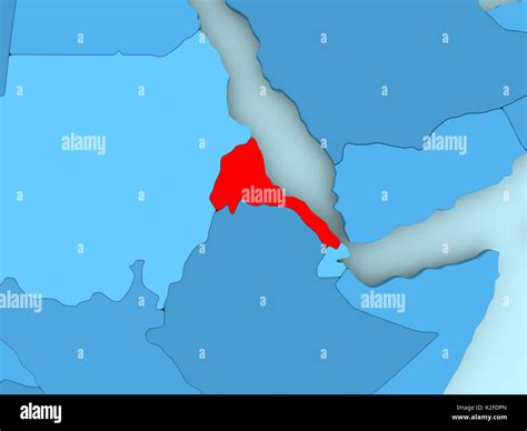 Eritrea In Red On Blue Political Map D Illustration Stock Photo Alamy