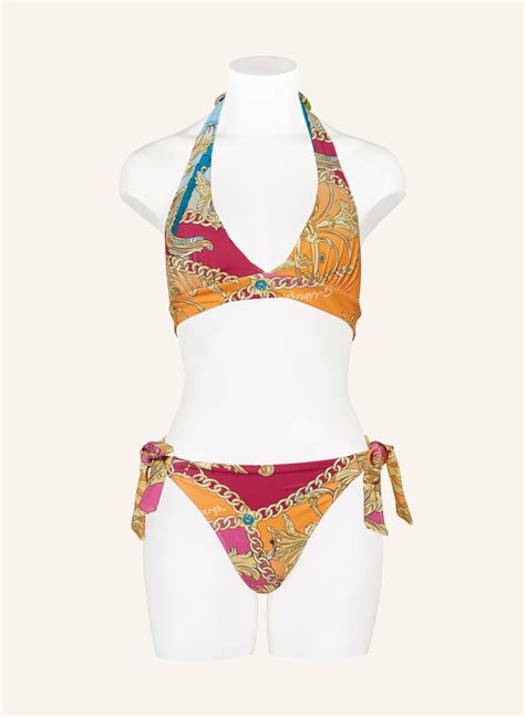 Goldbergh Neckholder Bikini Top Tan Miami In Orange Fuchsia Gold