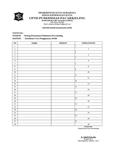 Absensi Pelatihan Apar Pdf