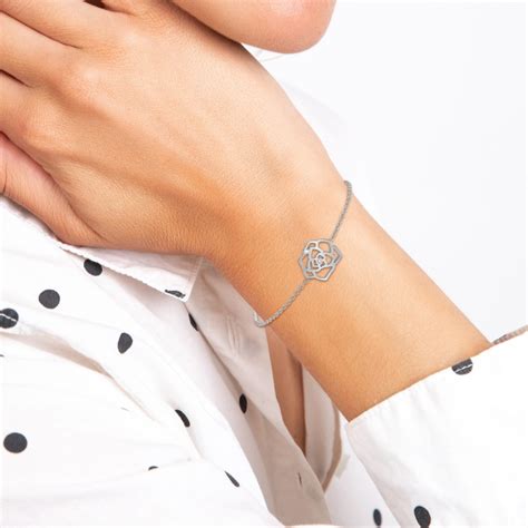 Bracelet Fleur Sc Crystal Orn D Un V Ritable Diamant Blanc Maty