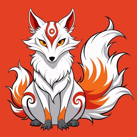 Premium Vector Friendly Kitsune Cartoon Vector Drawing