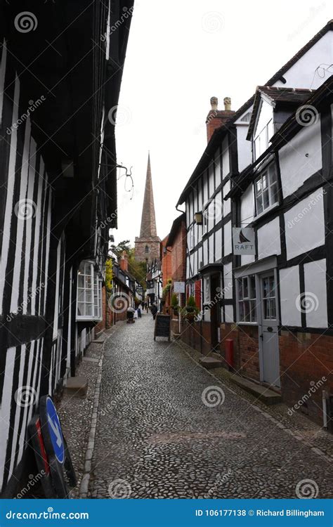 Historic Timbered Buildings Ledbury Herefordshire England Editorial