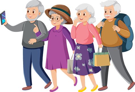 Elderly tourists group cartoon character 14008071 Vector Art at Vecteezy