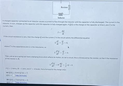 Solved A charged capacitor connected to an inductor causes a | Chegg.com