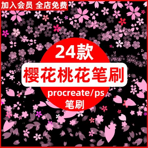 手绘唯美粉色樱花飘落梅花桃花花朵花瓣散落插画procreate ps笔刷 Taobao Malaysia