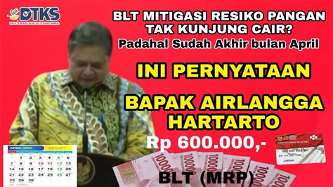 BLT MRP Mitigasi Risiko Pangan Rp 600 Ribu 2024 Kapan Cair Ini Kata