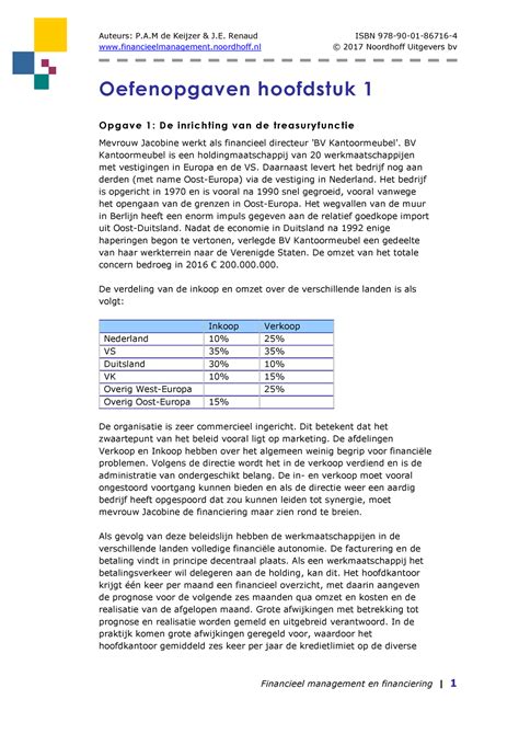 H Opgaven Opgaves Van Hoofdstuk Financieelmanagement Noordhoff