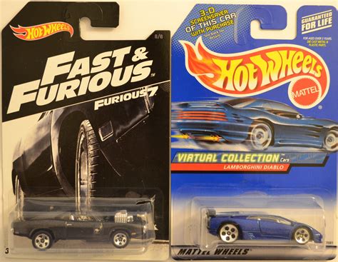 Hot Wheels Cars Bundle Dodge Charger RT Fast Furious Series Lamborghini Diablo Virtual