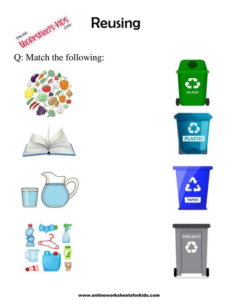 Free Reduce Reuse Recycle Worksheets For Grade 1