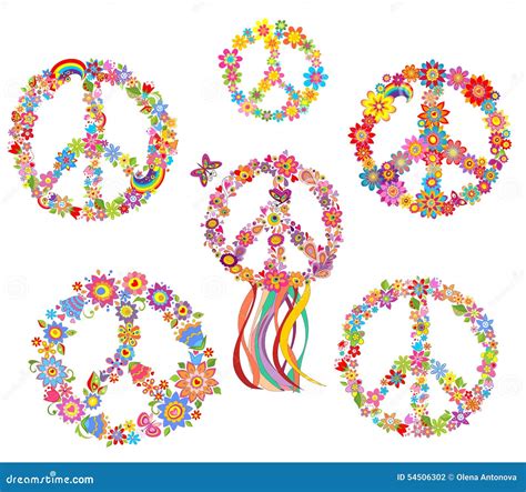 Set Of Peace Flower Symbol Stock Illustration Illustration Of S