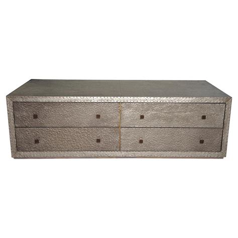 Caldwell Industrial Masculine Hammered Metal Coffee Table Kathy Kuo Home