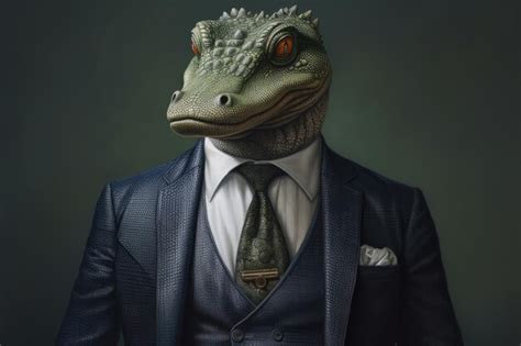 Premium Photo Dinosaur Wearing A Suit And Tie