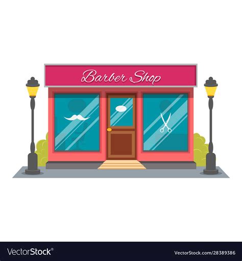 Street Building Facade Barbershop Front Shop Vector Image