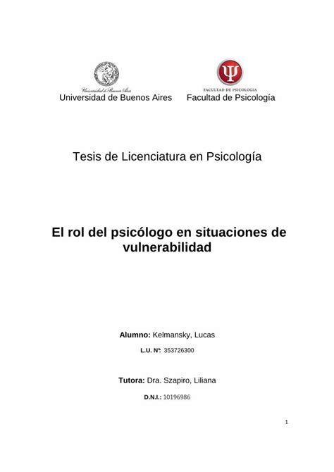 PDF El rol del psicólogo en situaciones de vulnerabilidad Todo ser