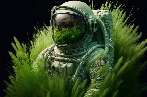 Ai Generated D Green Moss Inside Of Spacesuit Of Unrecognizable