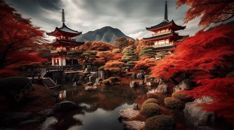 Temple And Fall Trees In Japan Background Top Hd Photography Photo