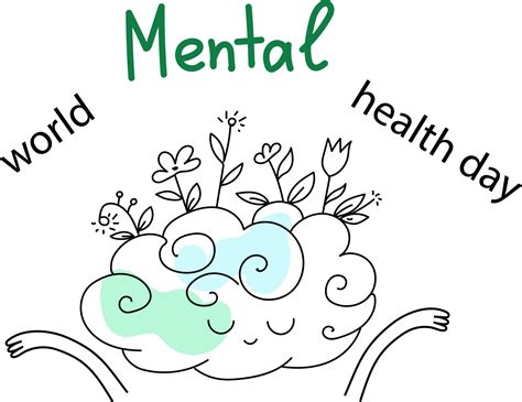 Vector World Mental Health Day Poster Doodle Hand Drawn Style