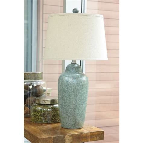 Saher Ceramic Table Lamp Green By Signature Design By Ashley