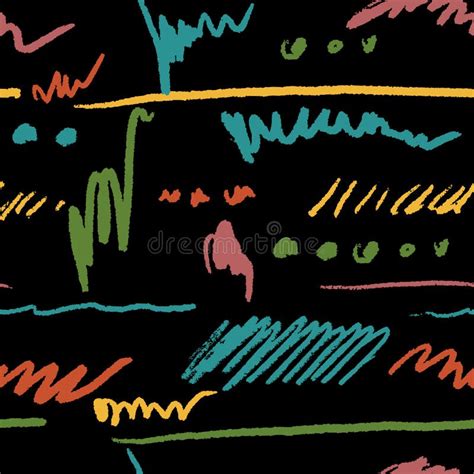 Scribbles Seamless Pattern Hand Drawn Colorful Pencil Curly Lines