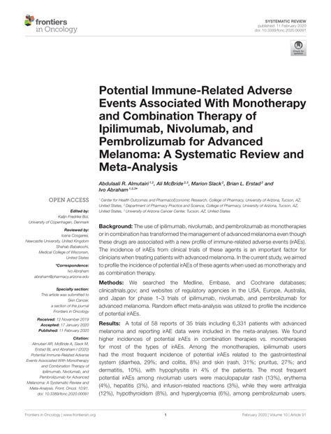 Pdf Potential Immune Related Adverse Events Associated With