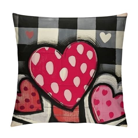 Nawypu Valentines Day Pink Love Heart Decorative Throw Pillow Covers