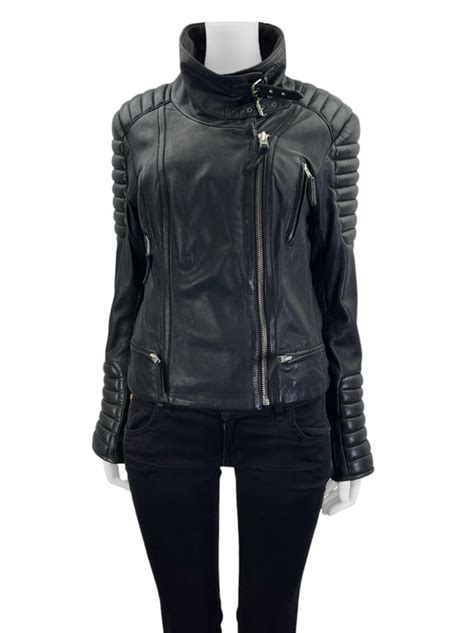 Jaqueta All Saints Spitalfields Biker Couro Preto Original Etiqueta