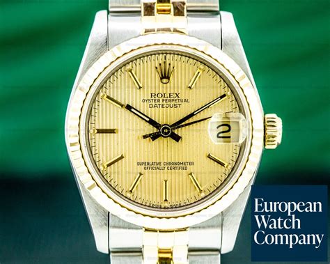 Rolex Oyster Perpetual Datejust Champagne Tapestry Dial K Ss