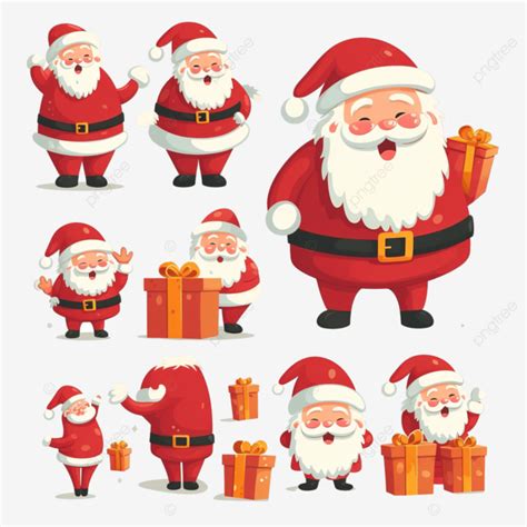 Conjunto De Caracteres Vectoriales De Santa Claus Para Navidad Con