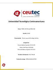 Avance Codigo De Etica Docx Universidad Tecnolgica Centroamericana