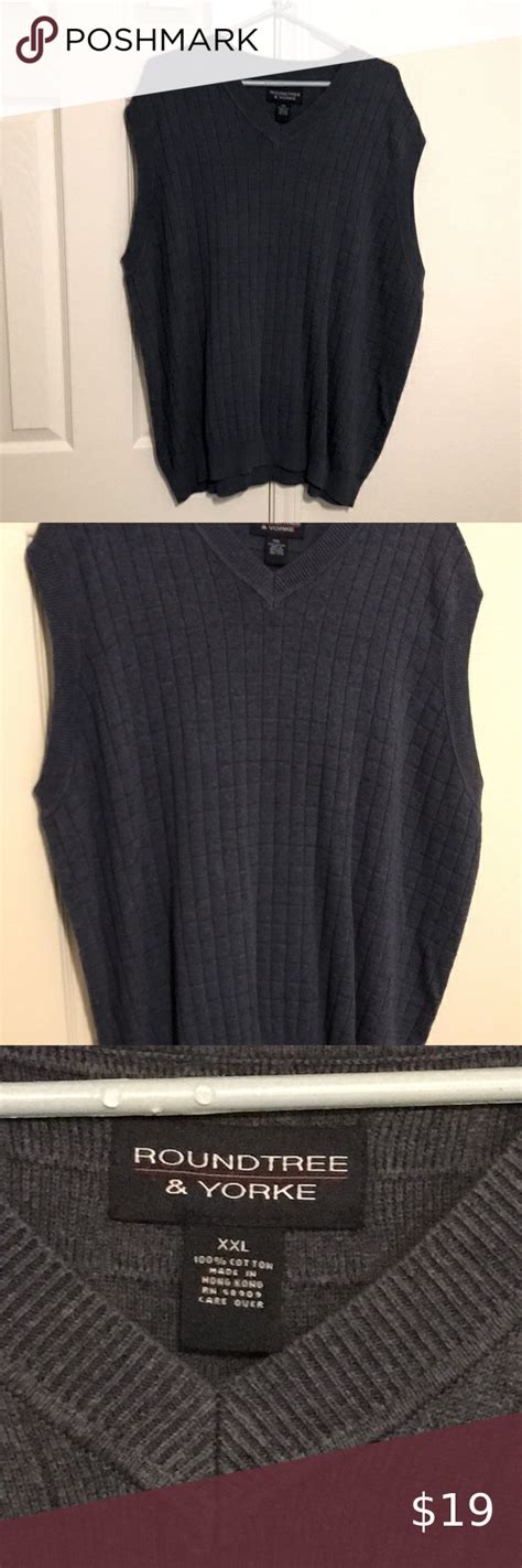 Roundtree Yorke Blue V Neck Sweater Vest Academy College Scholar