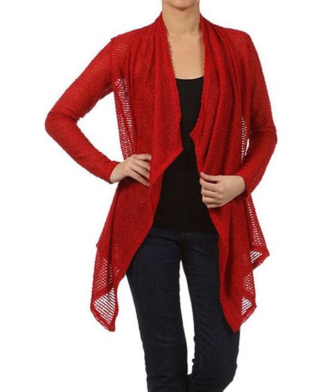 Red Loose Knit Flyaway Sidetail Cardigan Fashion Now Spring Fashion