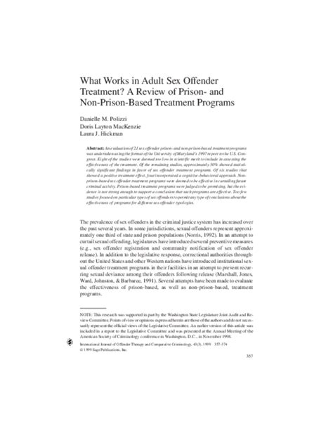 Pdf What Works In Adult Sex Offender Treatment A Review Of Prison