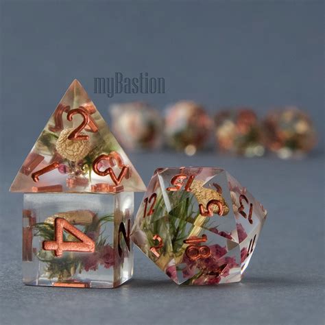 Polyhedral Dice Set Rpg Dice Dnd Dice With Real Mushrooms Dandd Etsy